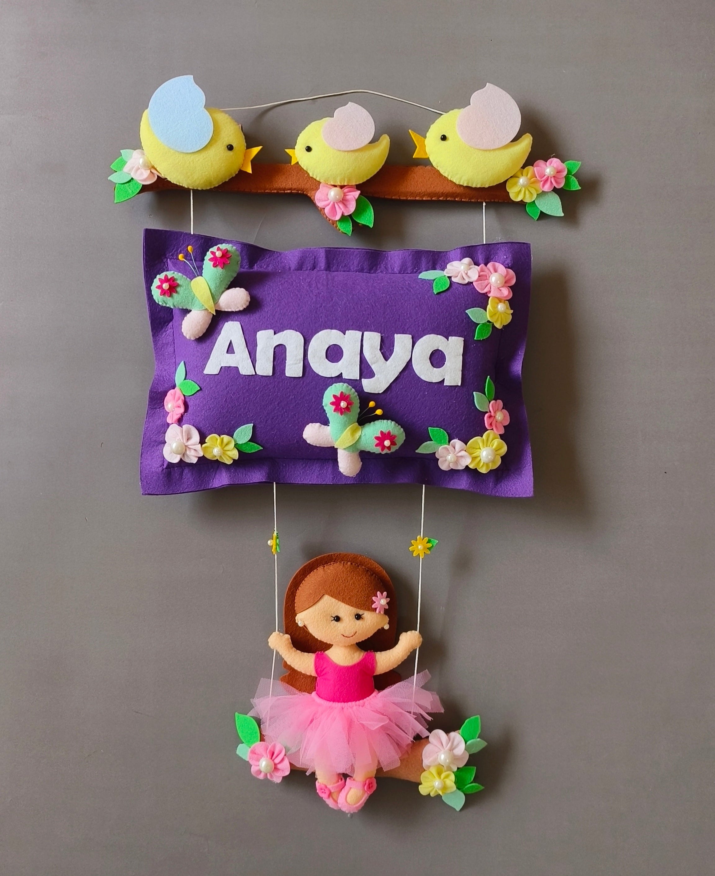 Bird Family with a girl on swing