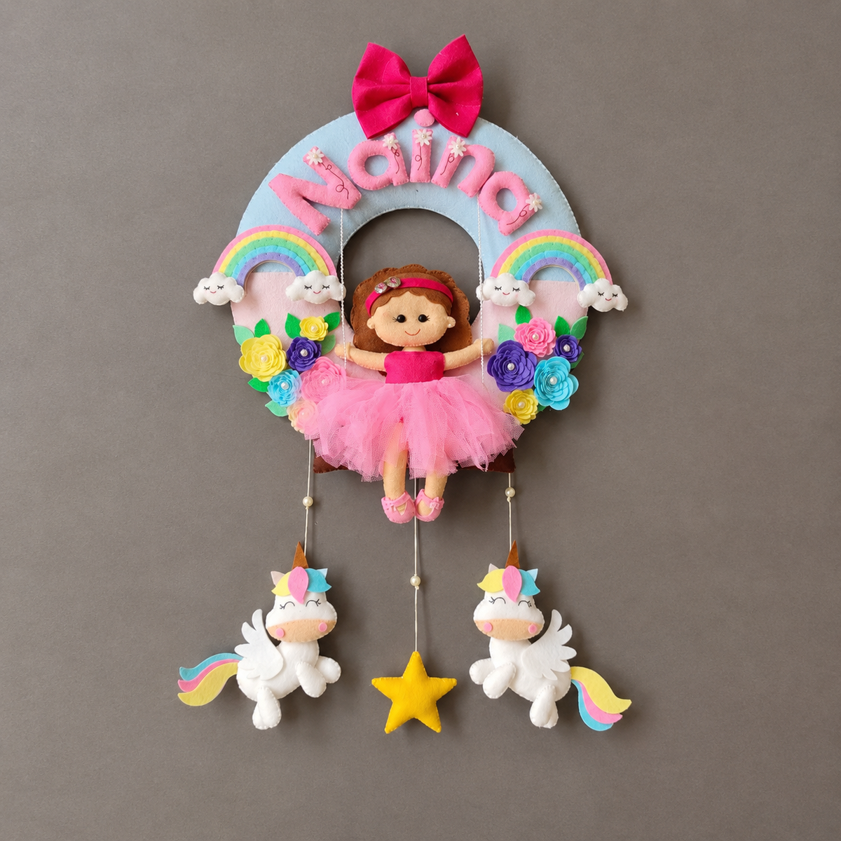 Personalised girl on the swing with unicorn name