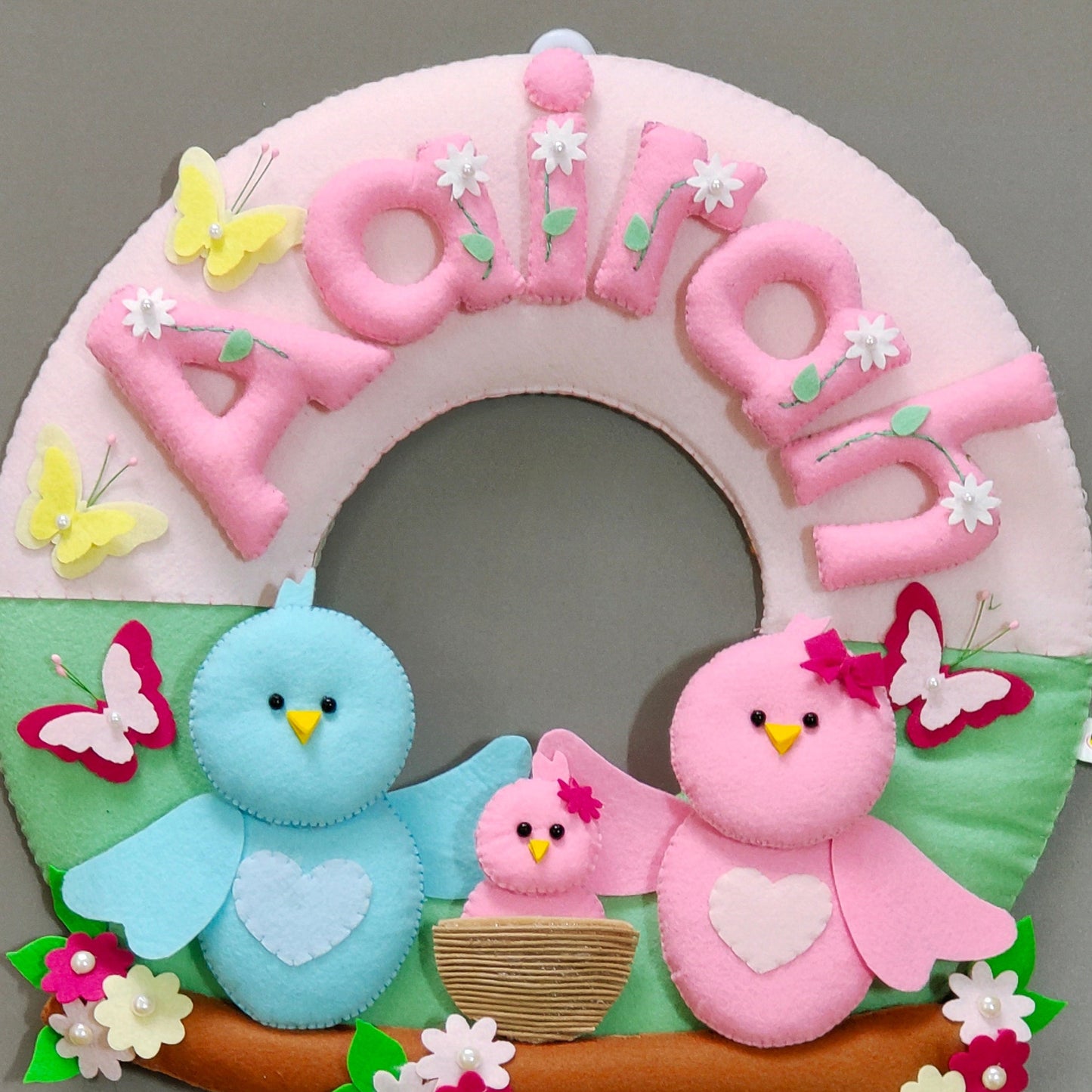 Cute Bird Family personalized wall decor