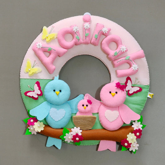 Cute Bird Family personalized wall decor