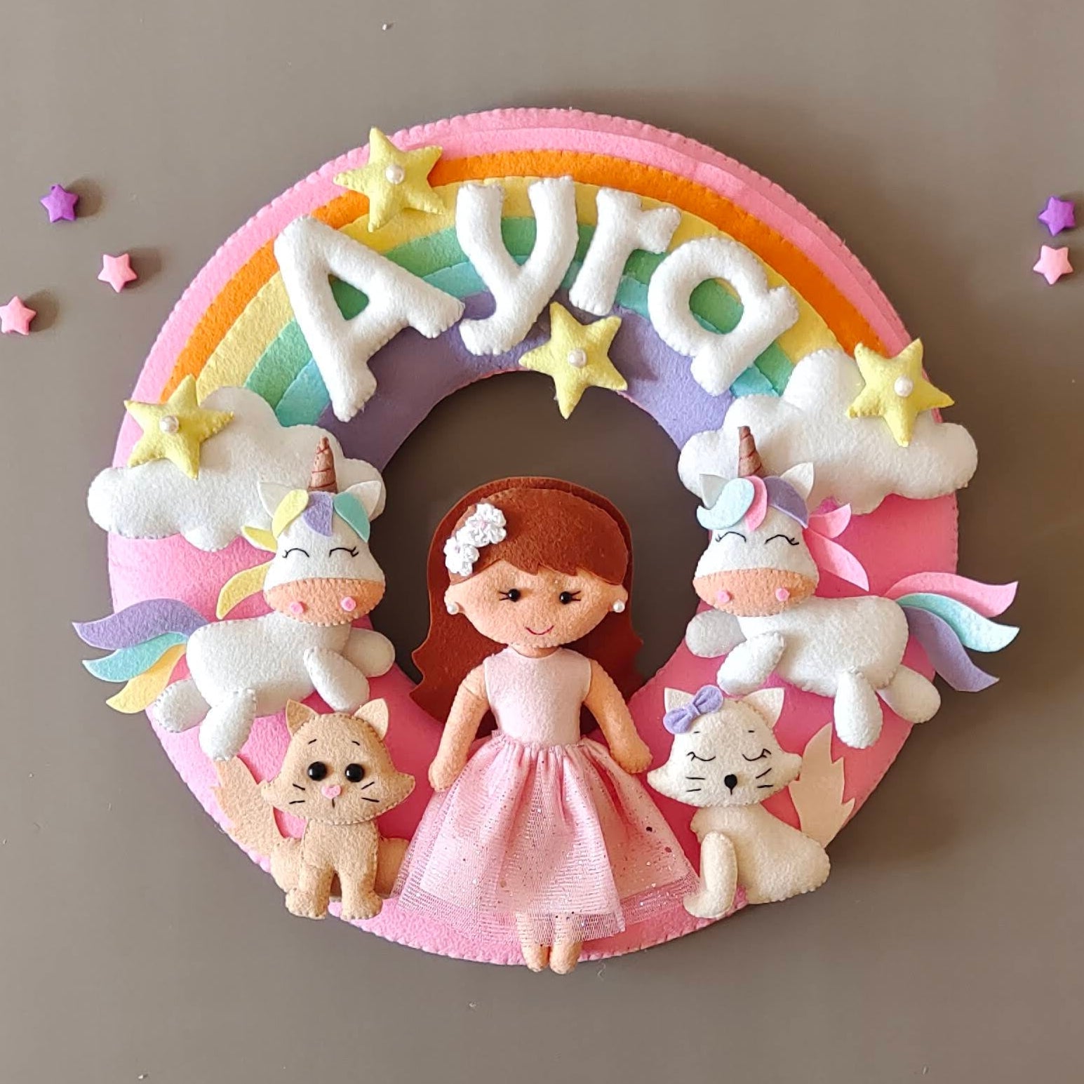 Personalised Rainbow Girl Handmade Wall Decor for Kids Room