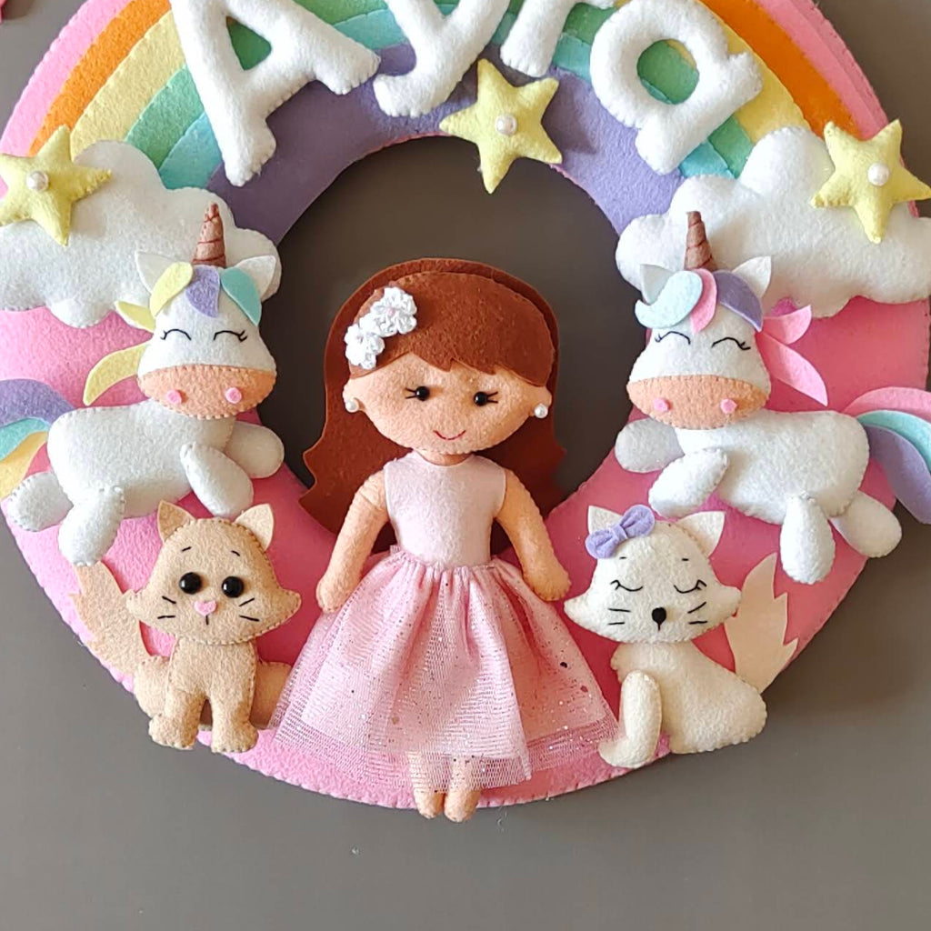 Personalised Rainbow Girl Handmade Wall Decor for Kids Room