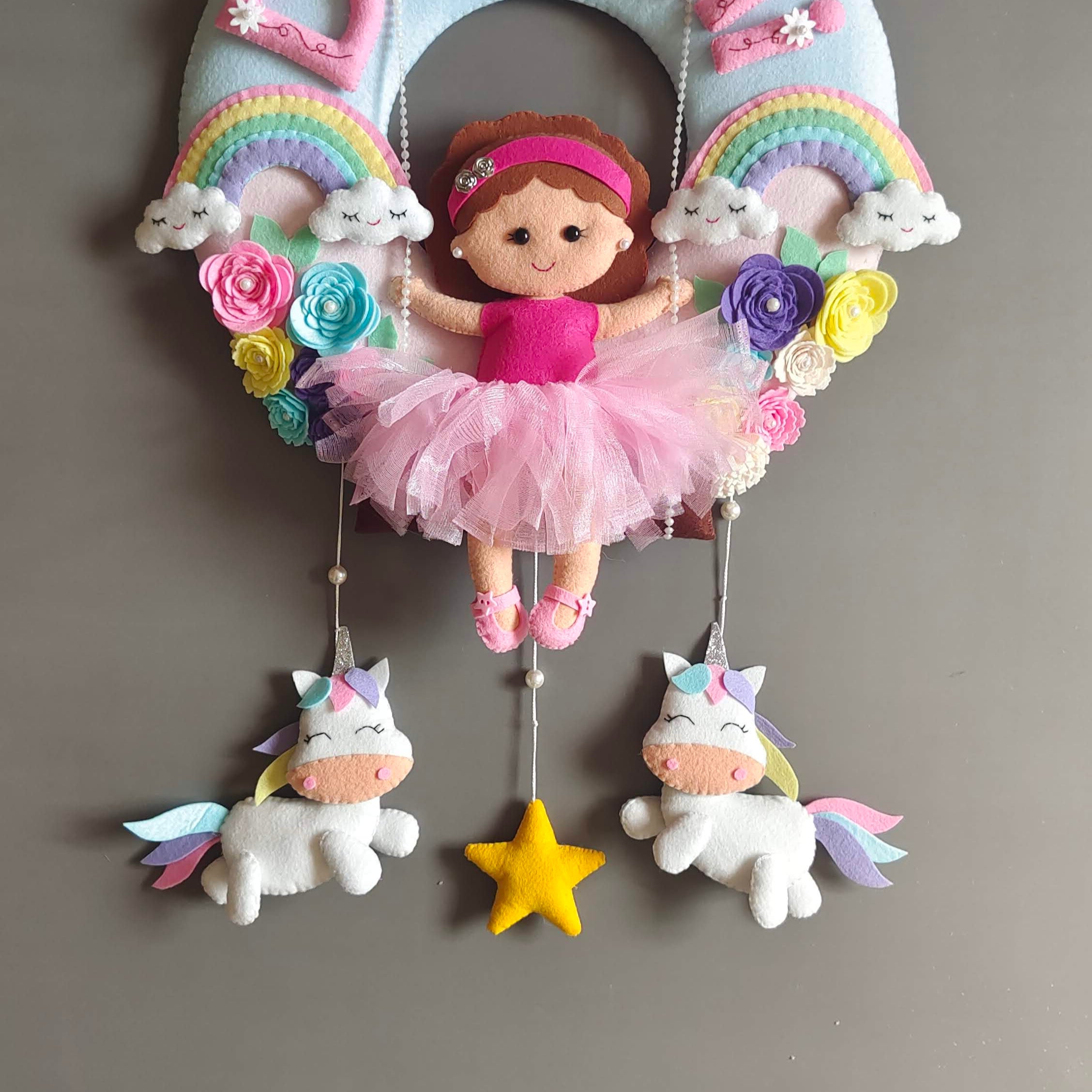 Personalised girl on the swing with unicorn name