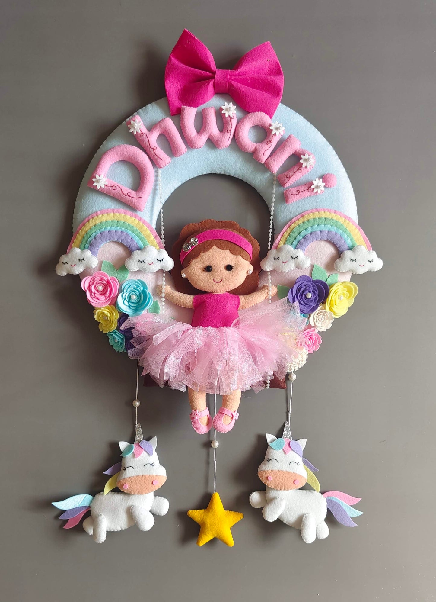 Girl on swing with Unicorn