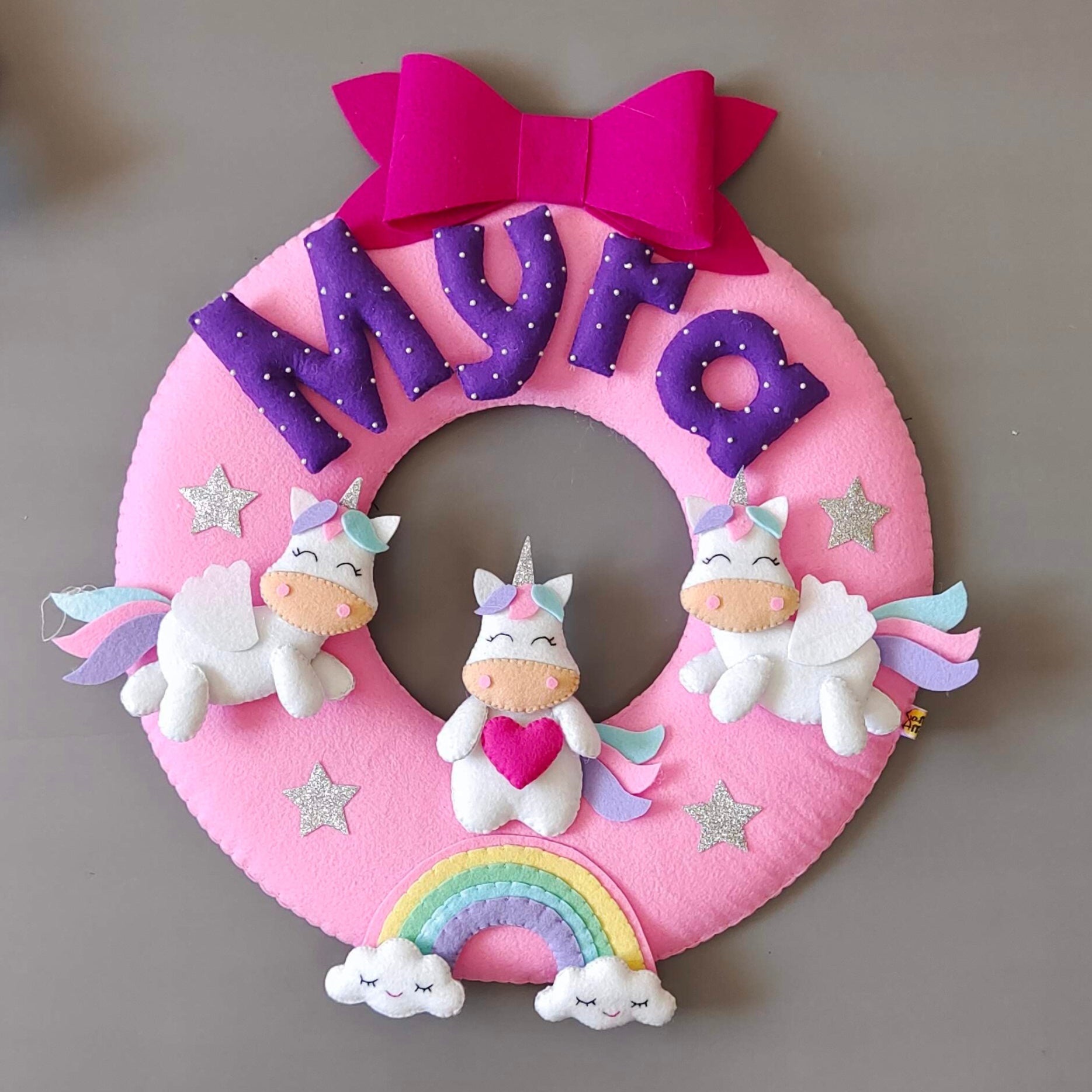 Personalised Magical Unicorn Wall Hanging with Name for Kids Bedroom