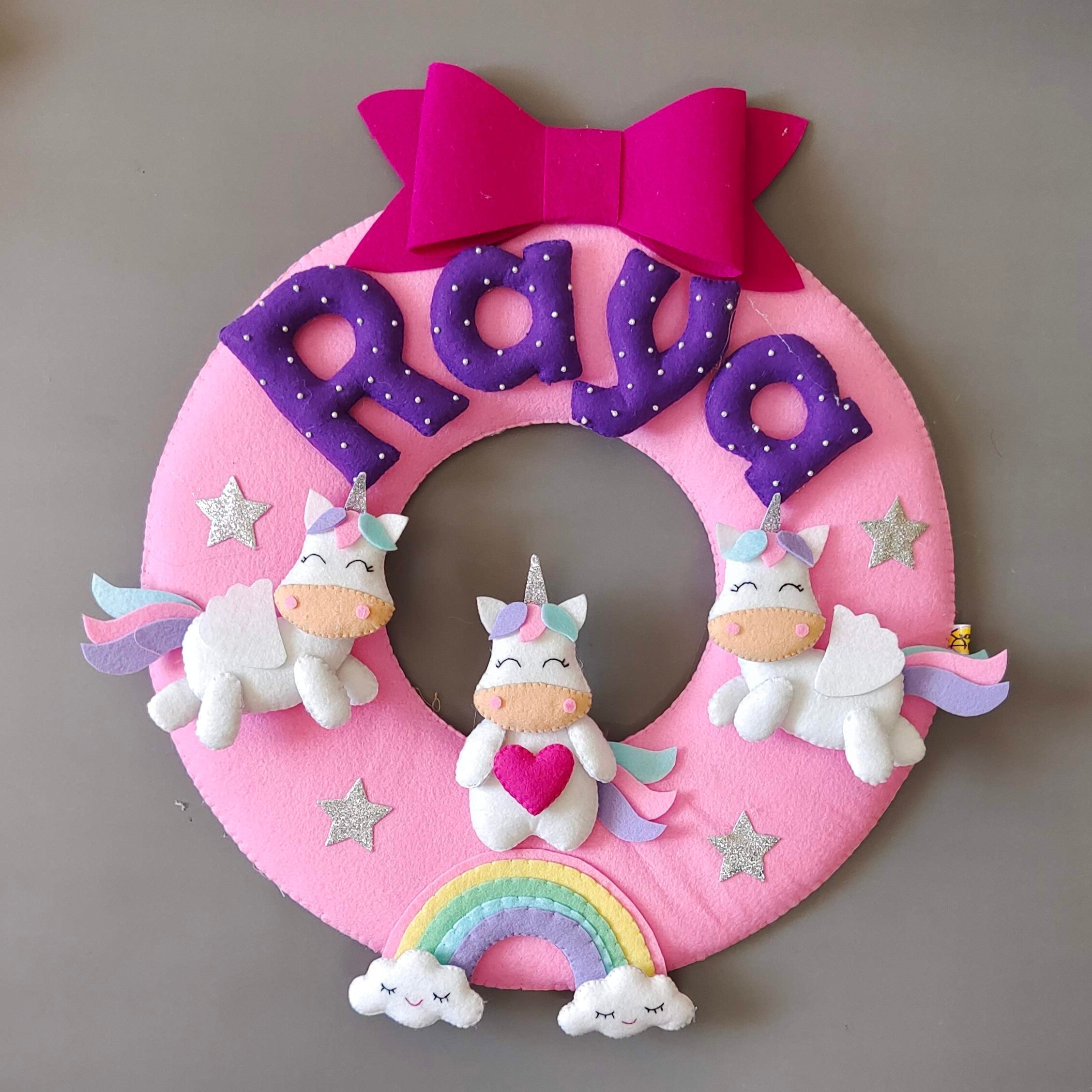 Personalised Magical Unicorn Wall Hanging with Name for Kids Bedroom