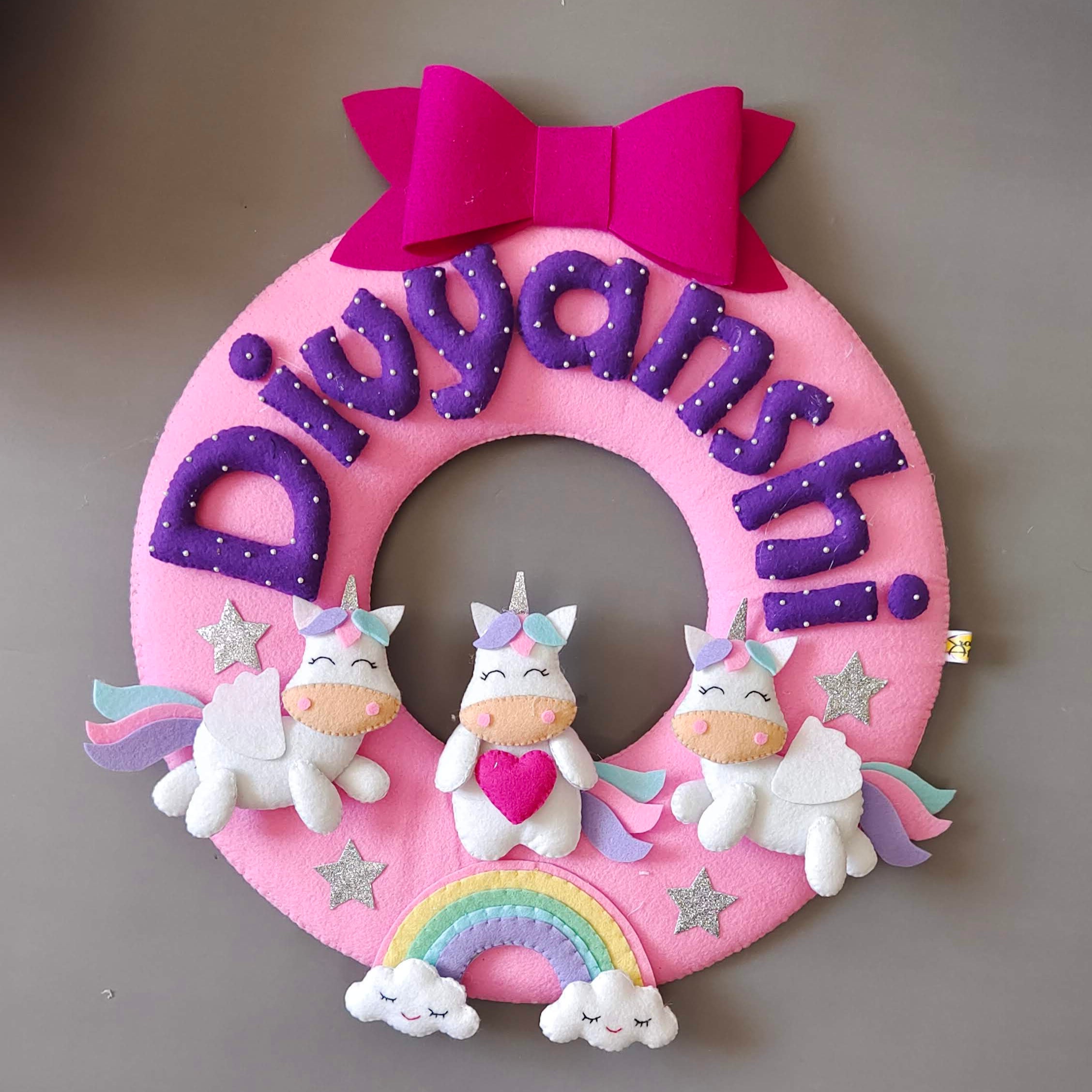Personalised Magical Unicorn Wall Hanging with Name for Kids Bedroom