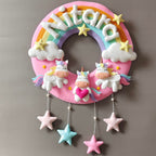 Personalised Unicorns with Rainbow Premium Handmade Wall Decor