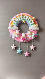 Personalised Unicorns with Rainbow Premium Handmade Wall Decor