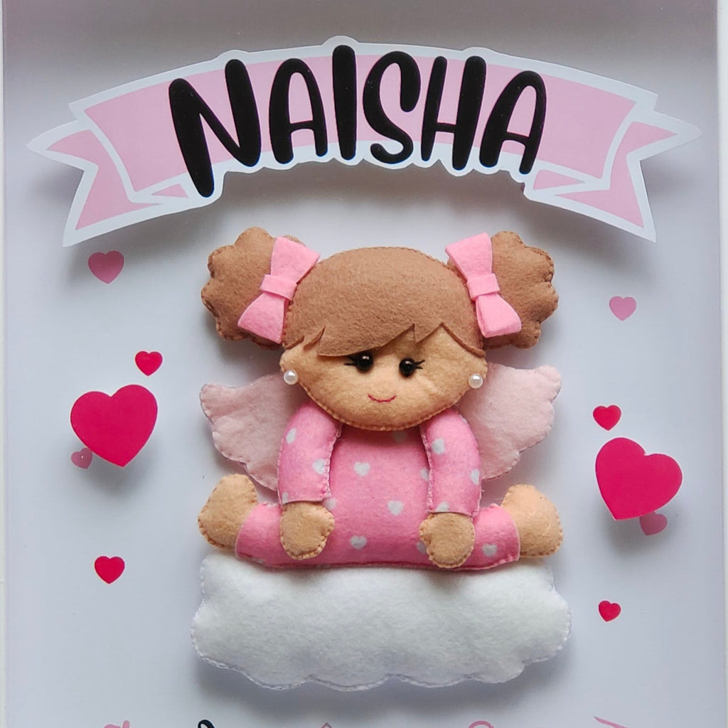 Personalised baby girl angel birth memory frame for newborn baby