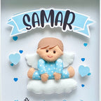 Personalised baby boy angel birth memory frame