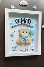 Personalised prince teddy birth memory frame
