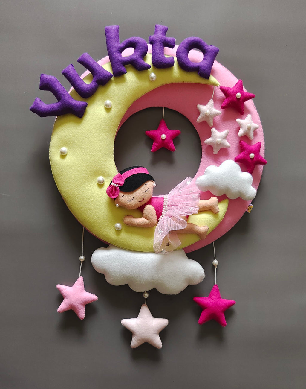 Personalized Sleeping Baby on moon wall decor