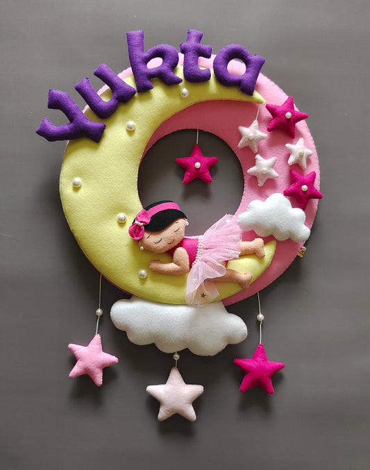 Sleeping Baby on moon Personalized wall decor