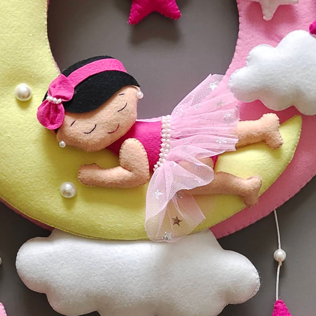 Personalized Sleeping Baby on moon wall decor
