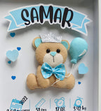 Personalised prince teddy birth memory frame