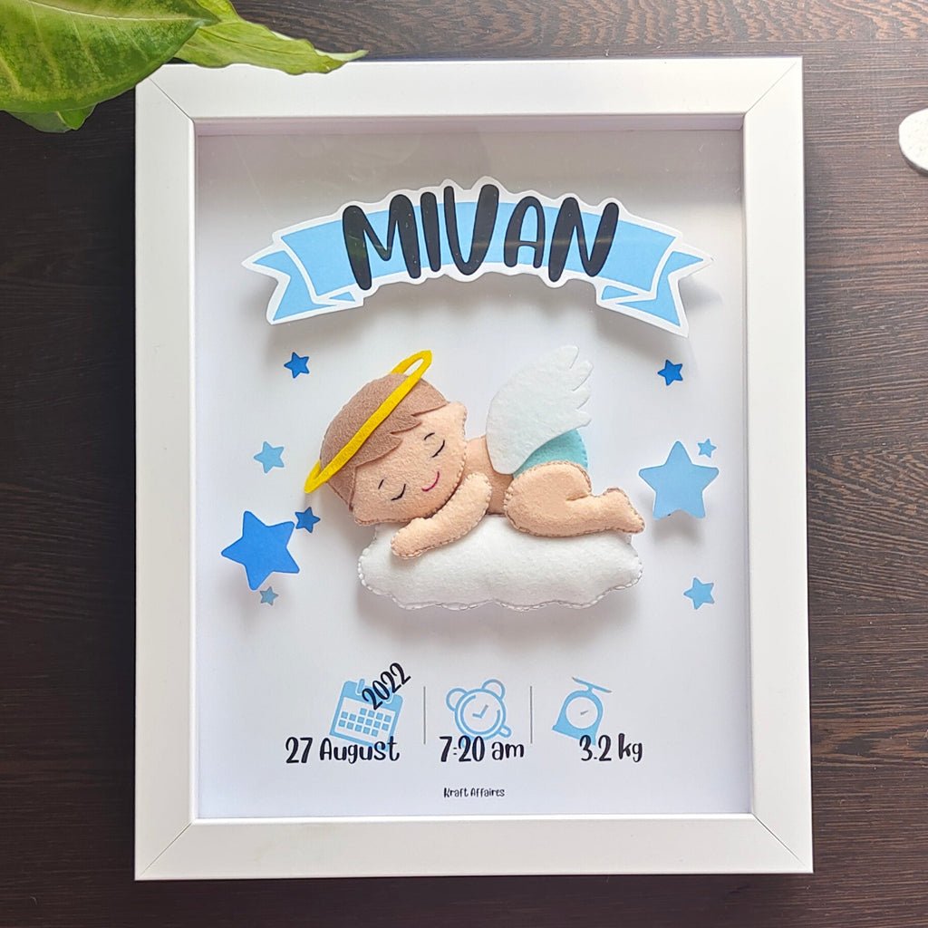 Personalised sleeping baby birth memory frame