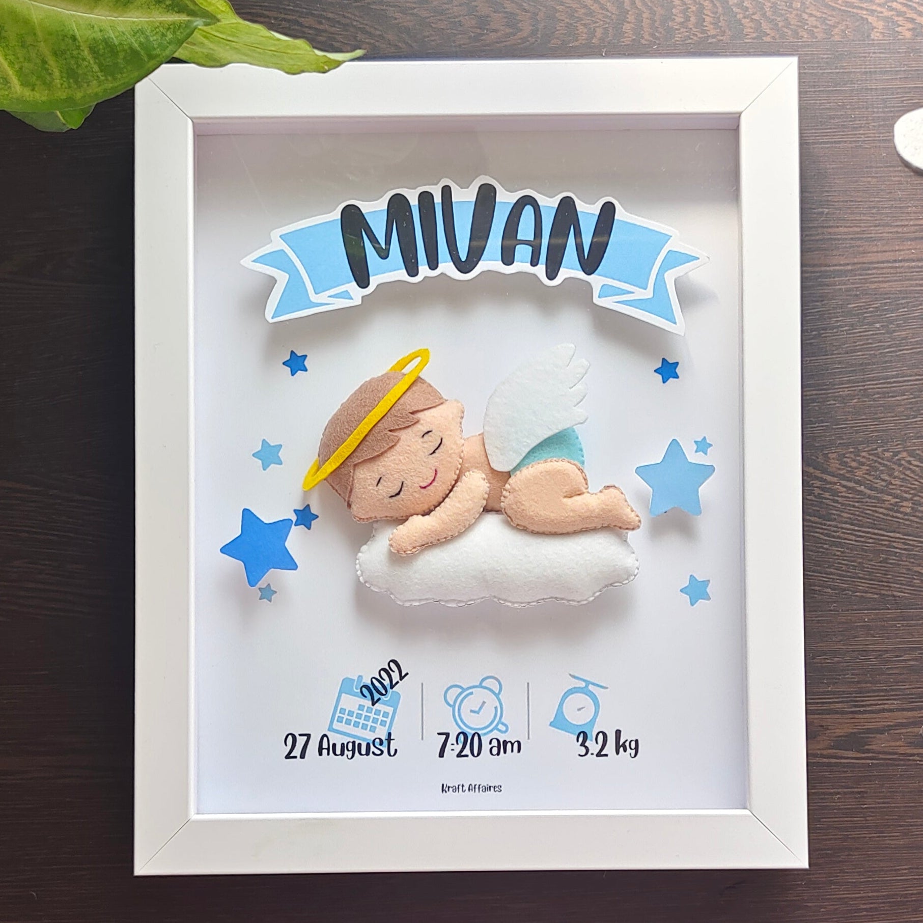Personalised sleeping baby birth memory frame