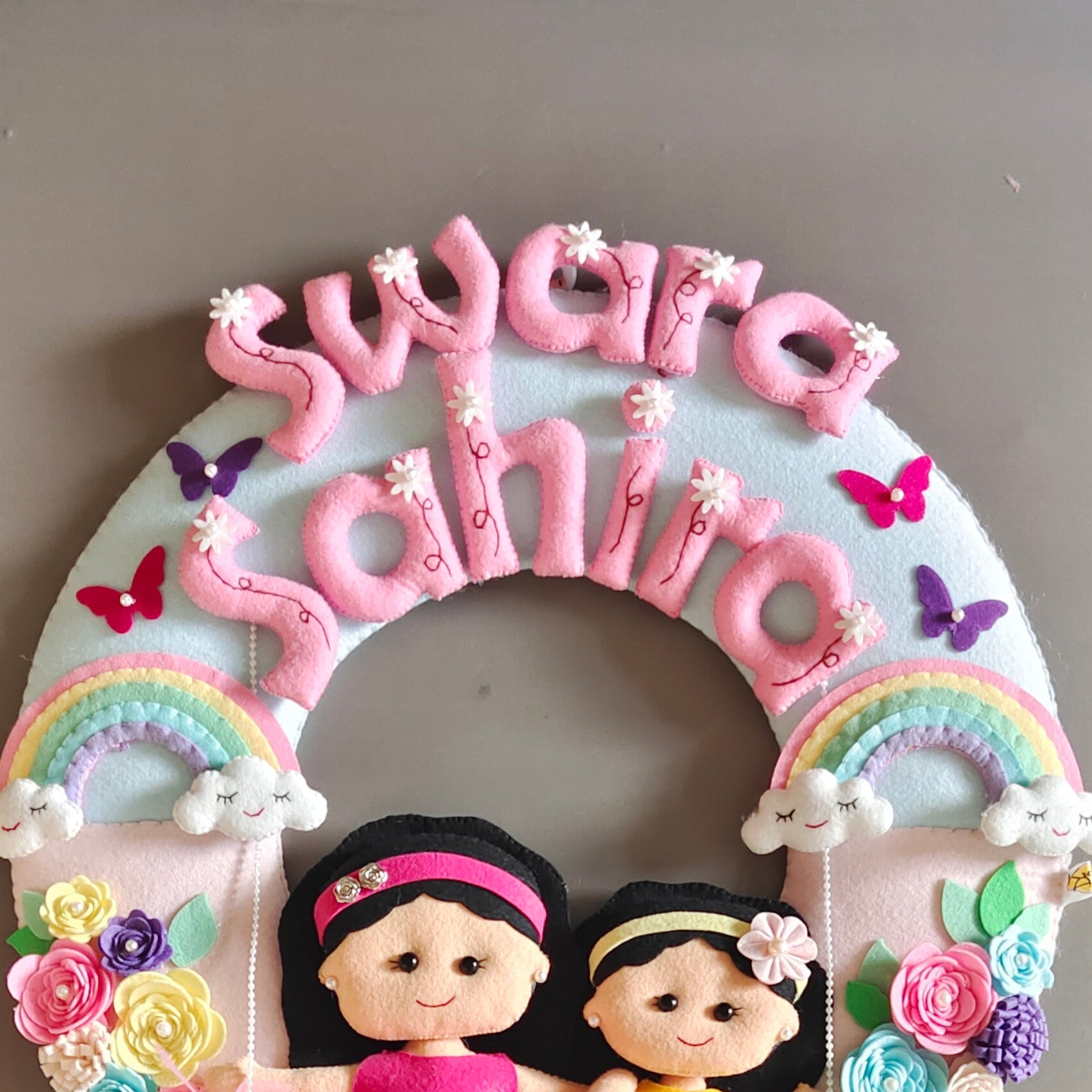 Personalized Sisters on the Swing with Unicorn