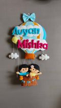 Personalised Big Hot Air Balloon with Siblings Custom Name Wall Hanging