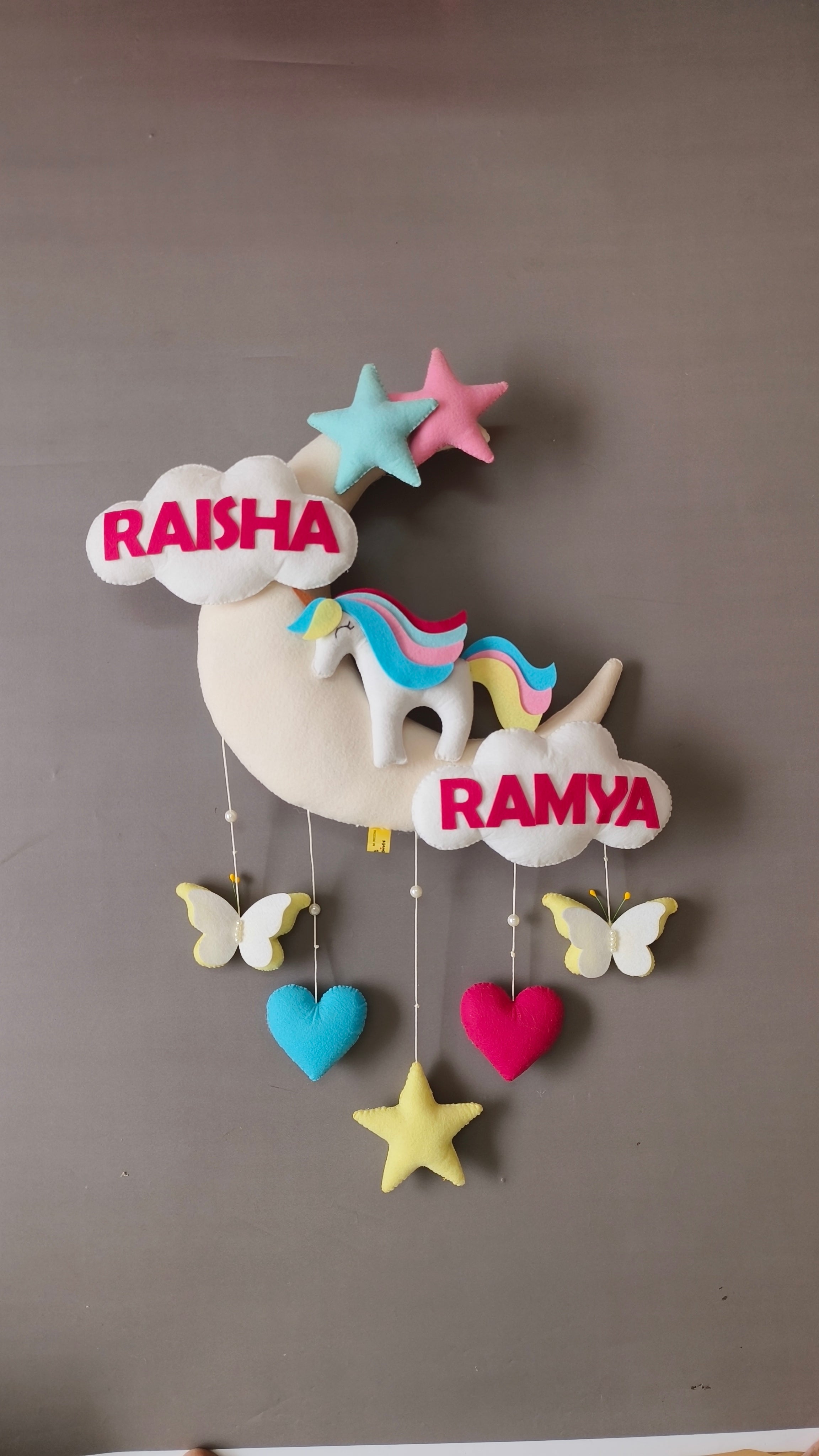 Personalised unicorn on the moon ready to gift sibling