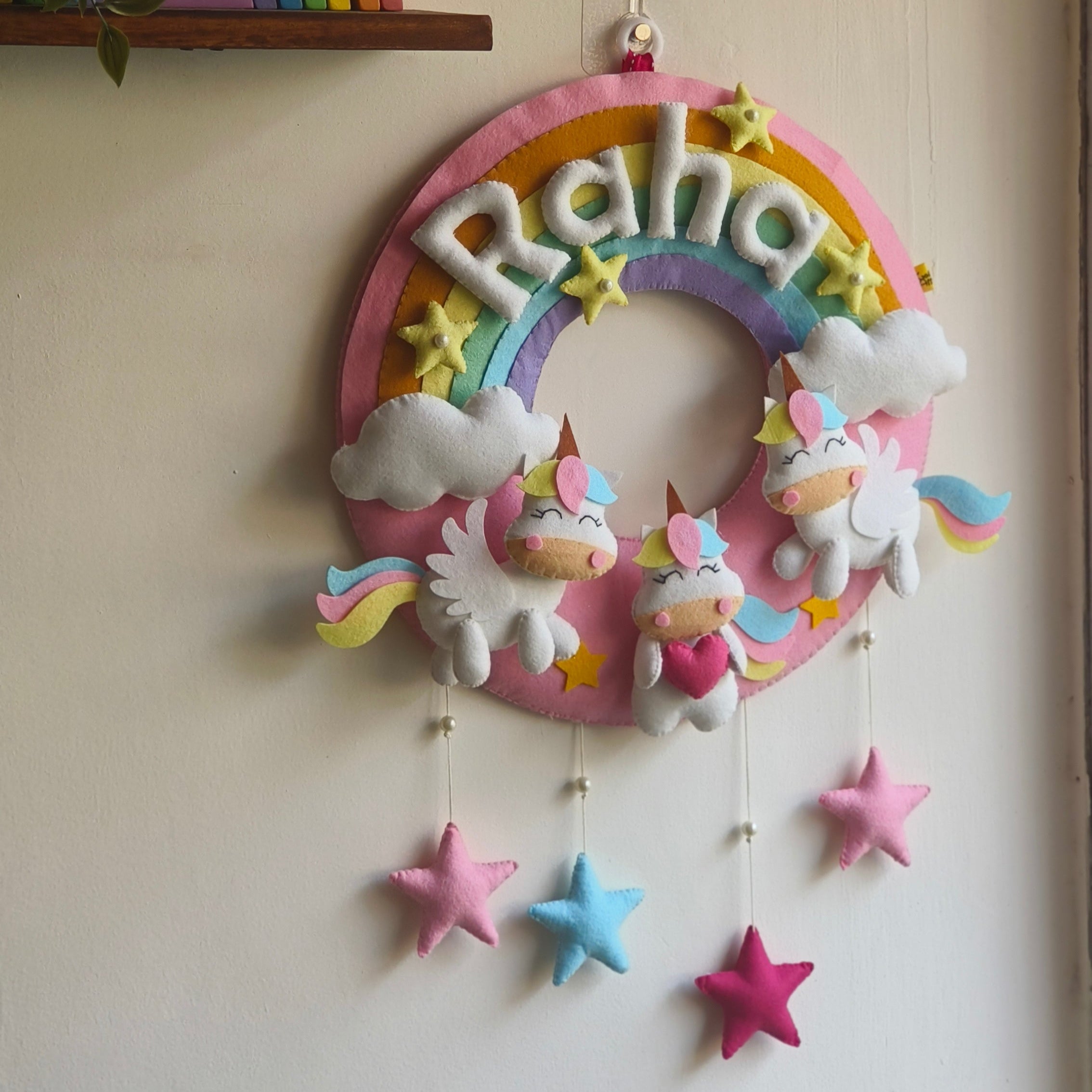 Personalised Unicorns with Rainbow Premium Handmade Wall Decor