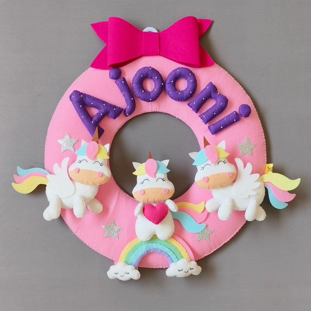 Personalised Magical Unicorn Wall Hanging with Name for Kids Bedroom