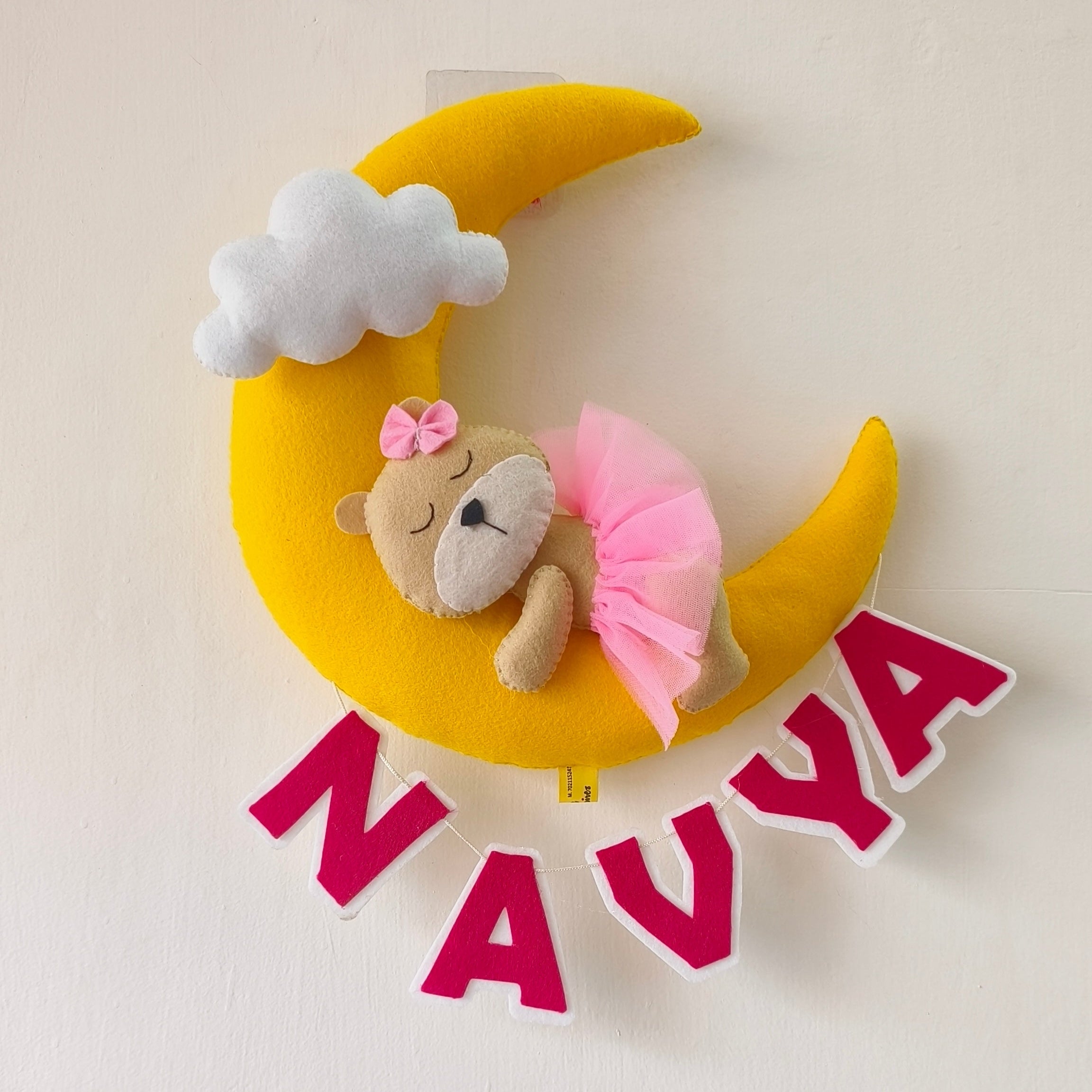 Personalized Teddy Sitting on Small Moon Birthday Gift