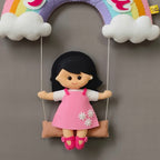 Personalised rainbow name hanging with a girl
