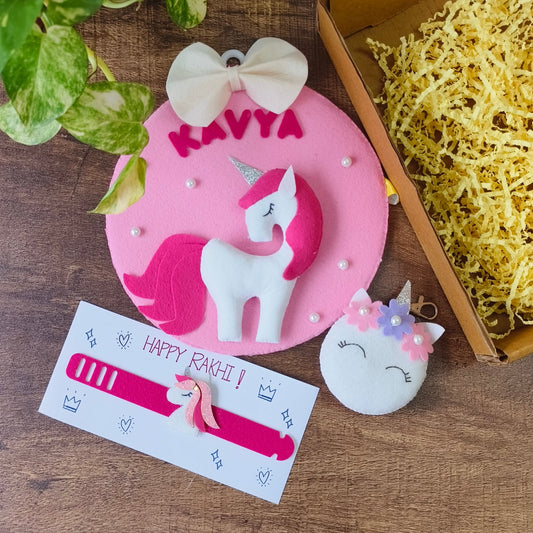 Unicorn Rakhi Hamper with Wall Hanging