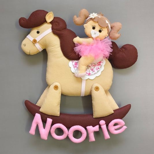 Personalized Baby girl rocking horse Nursery wall decor