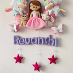 Personalized Rainbow Girl with cats Handmade Wall Decor for Kids Room
