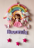 Personalized Rainbow Girl with cats Handmade Wall Decor for Kids Room