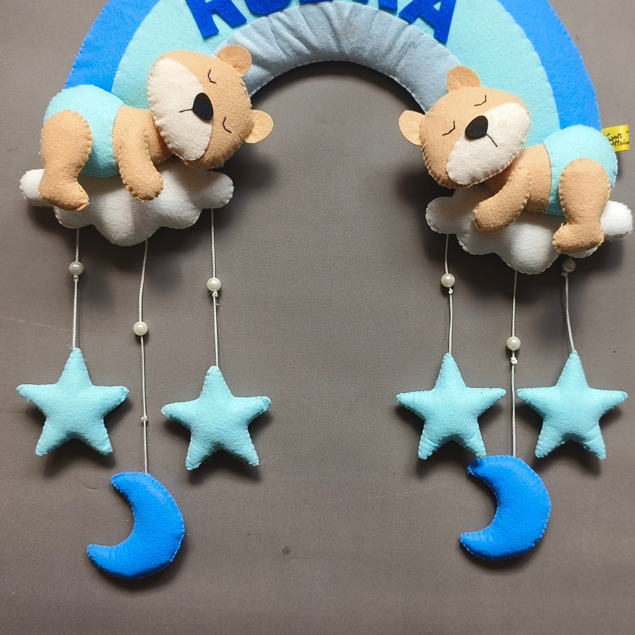 Personalized Rainbow with teddy wall decor