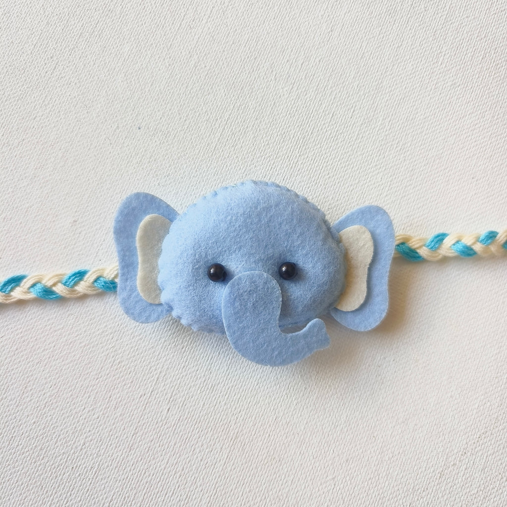 Blue Elephant Felt Rakhi – Handmade Kids Rakhi