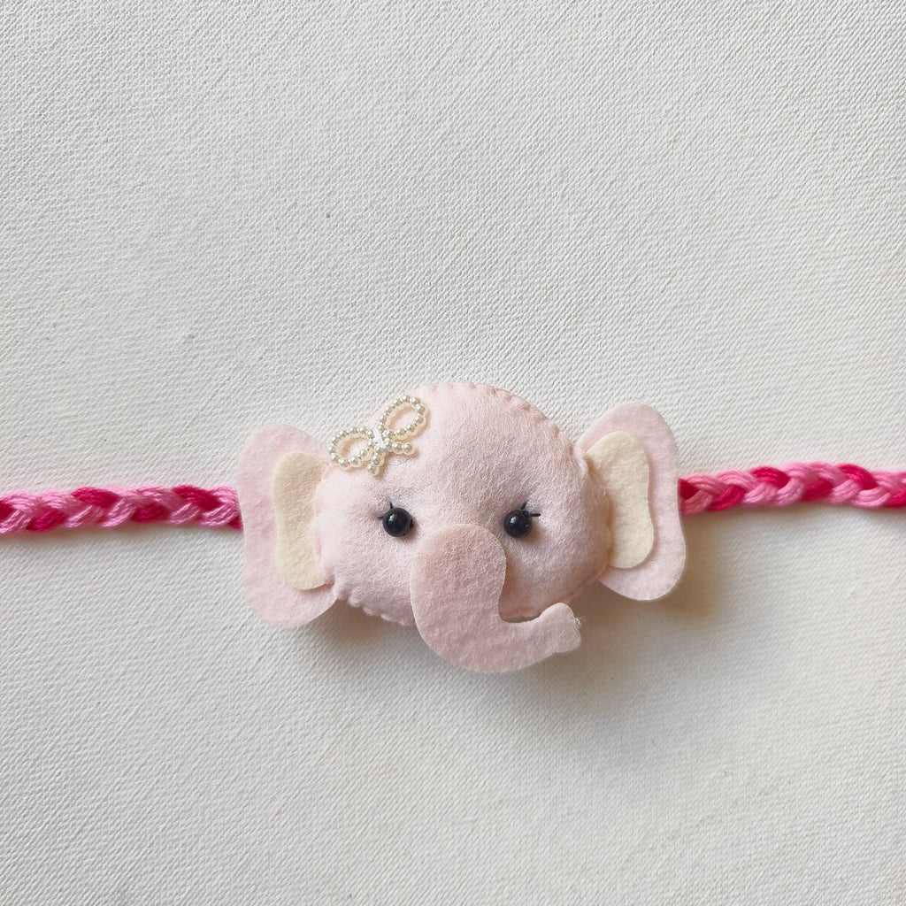 Pink Elephant Felt Rakhi – Handmade Kids Rakhi