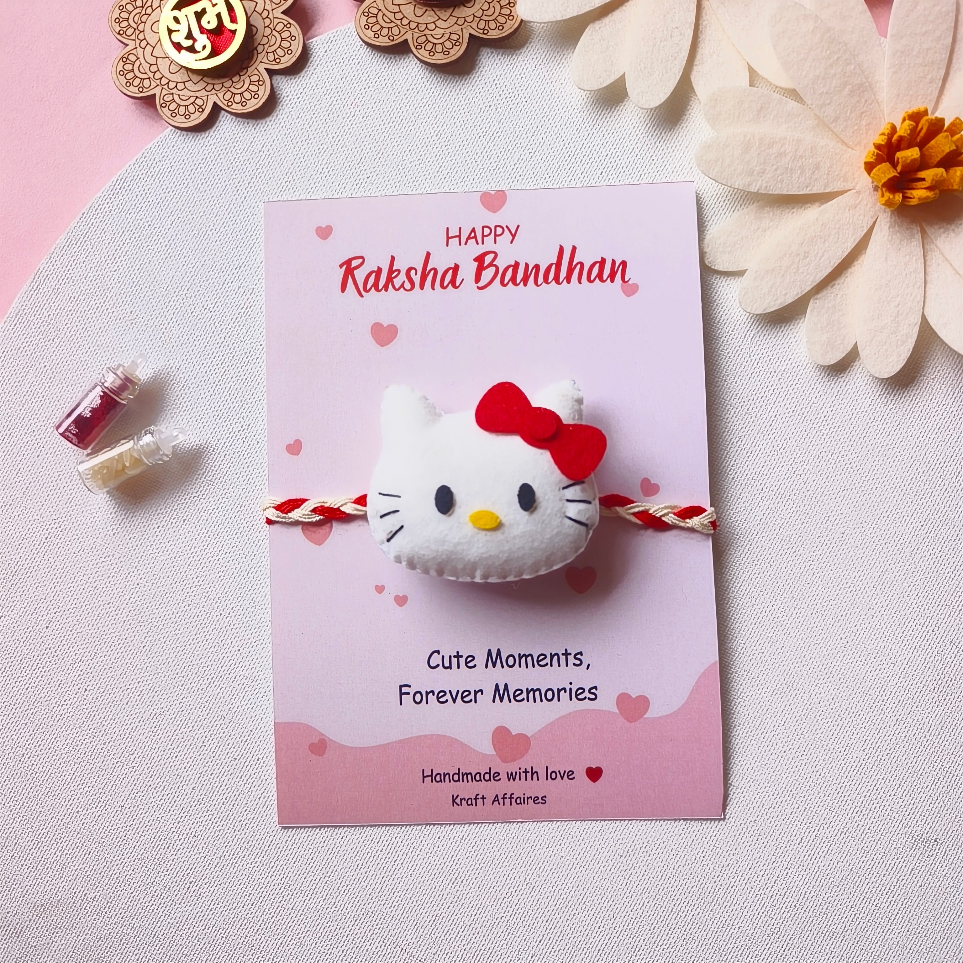Hello Kitty Felt Rakhi – Handmade Kids Rakhi