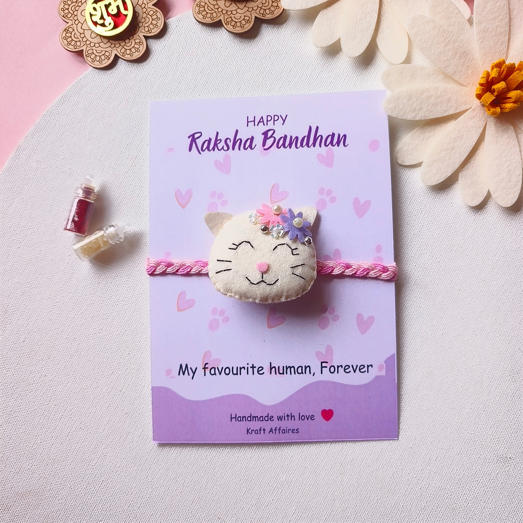 Cat Felt Rakhi – Handmade Kids Rakhi