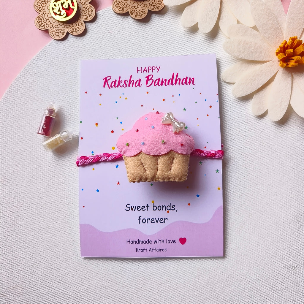 Cupcake Felt Rakhi – Handmade Kids Rakhi