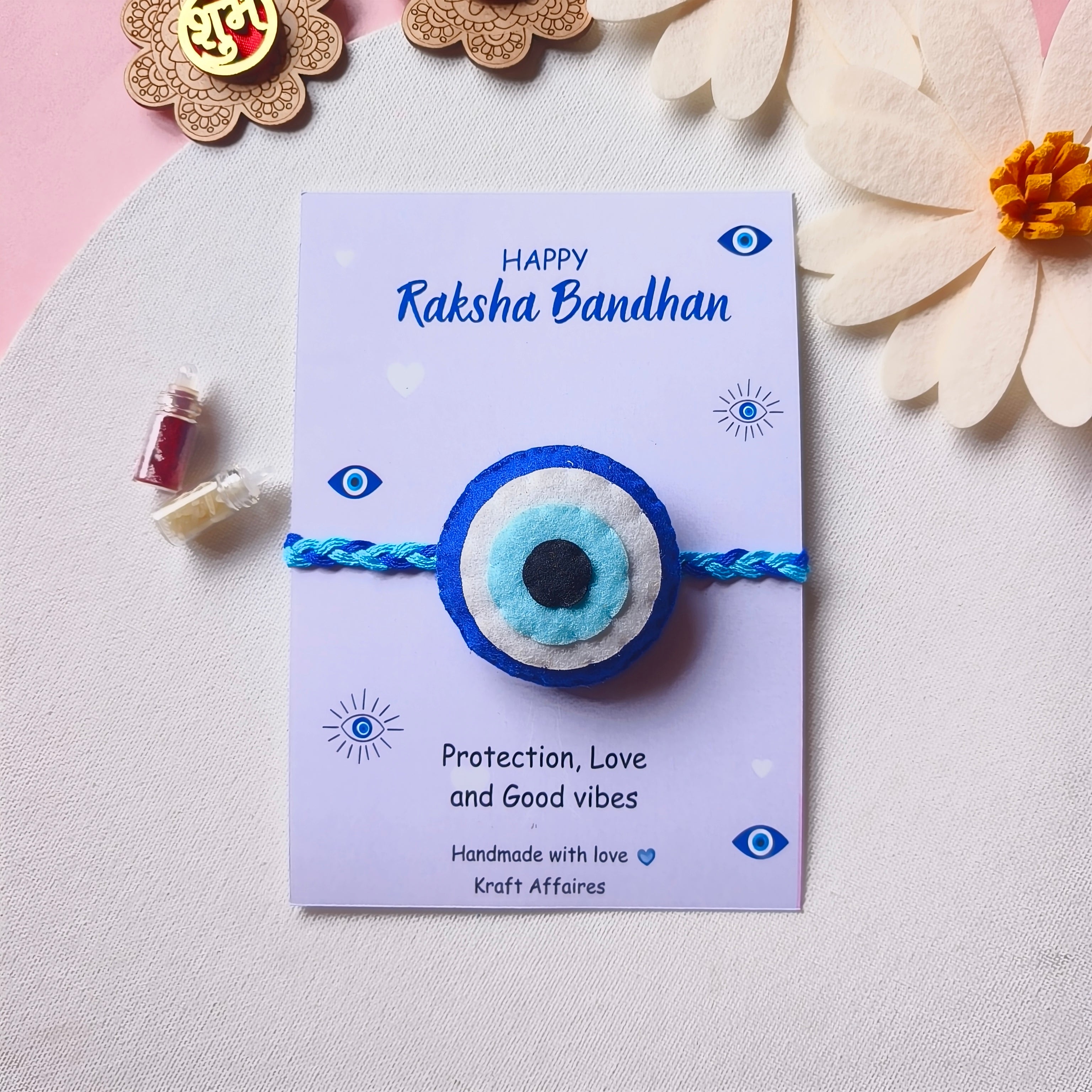 Evil eye Felt Rakhi – Handmade Kids Rakhi