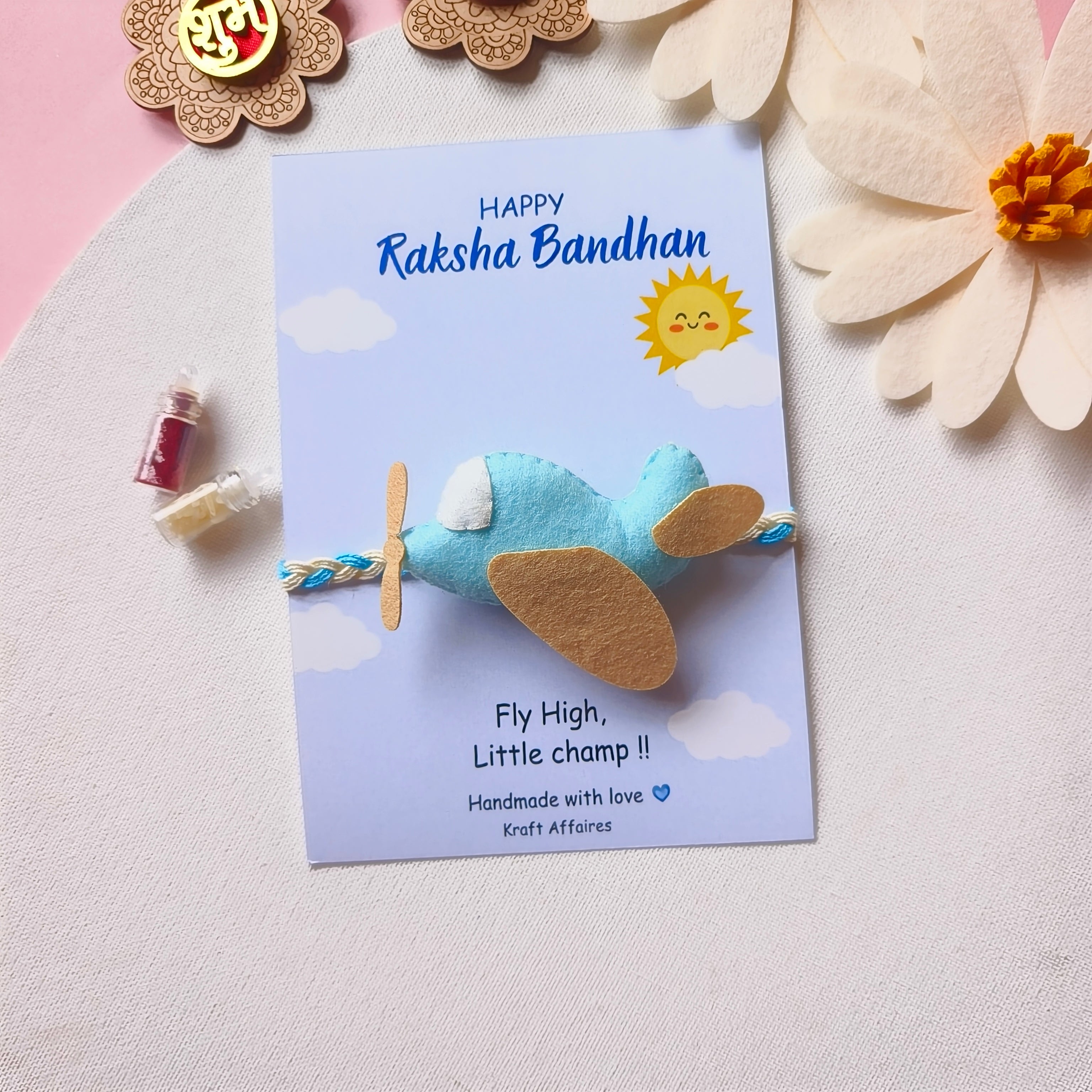 Plane Felt Rakhi – Handmade Kids Rakhi