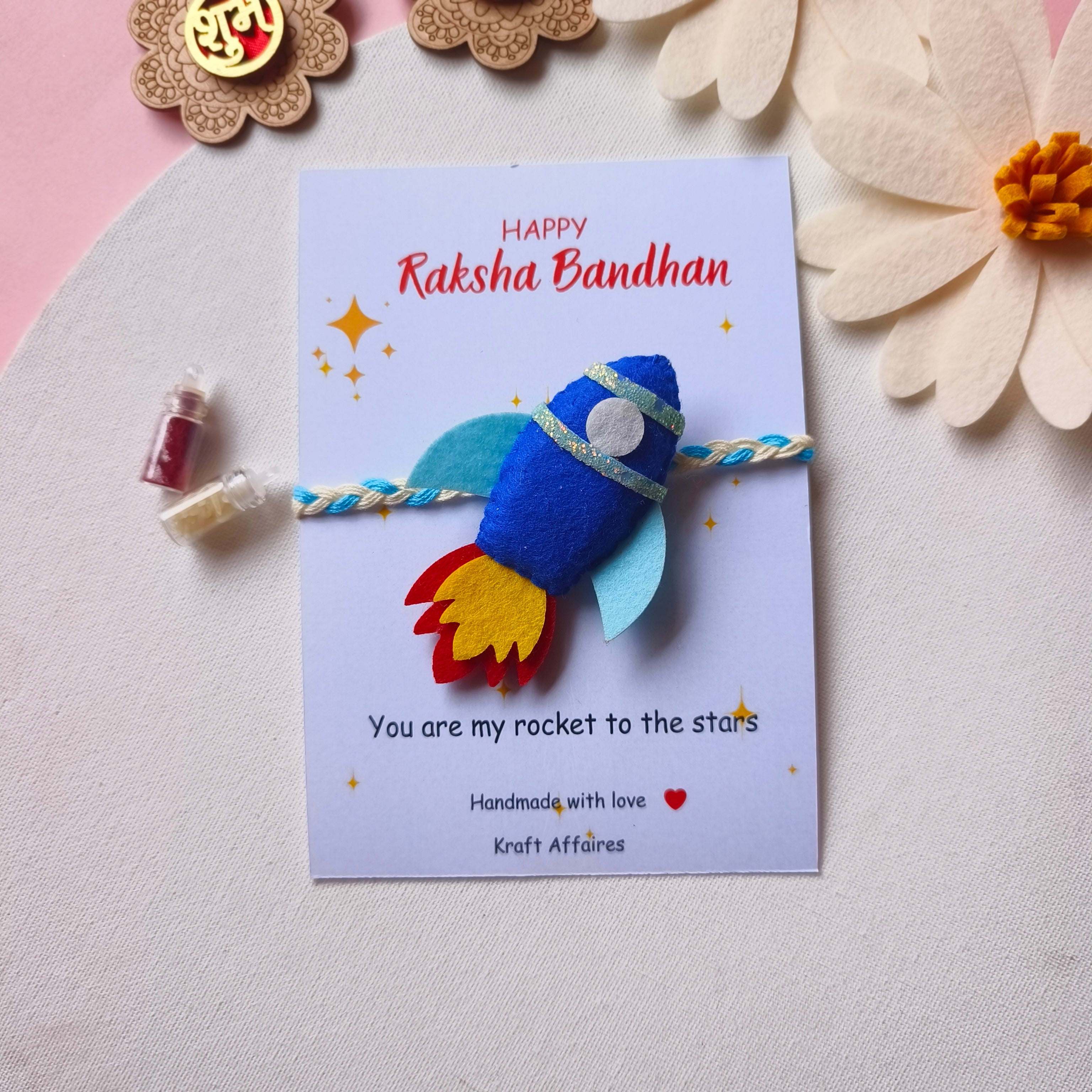 Rocket Felt Rakhi – Handmade Kids Rakhi