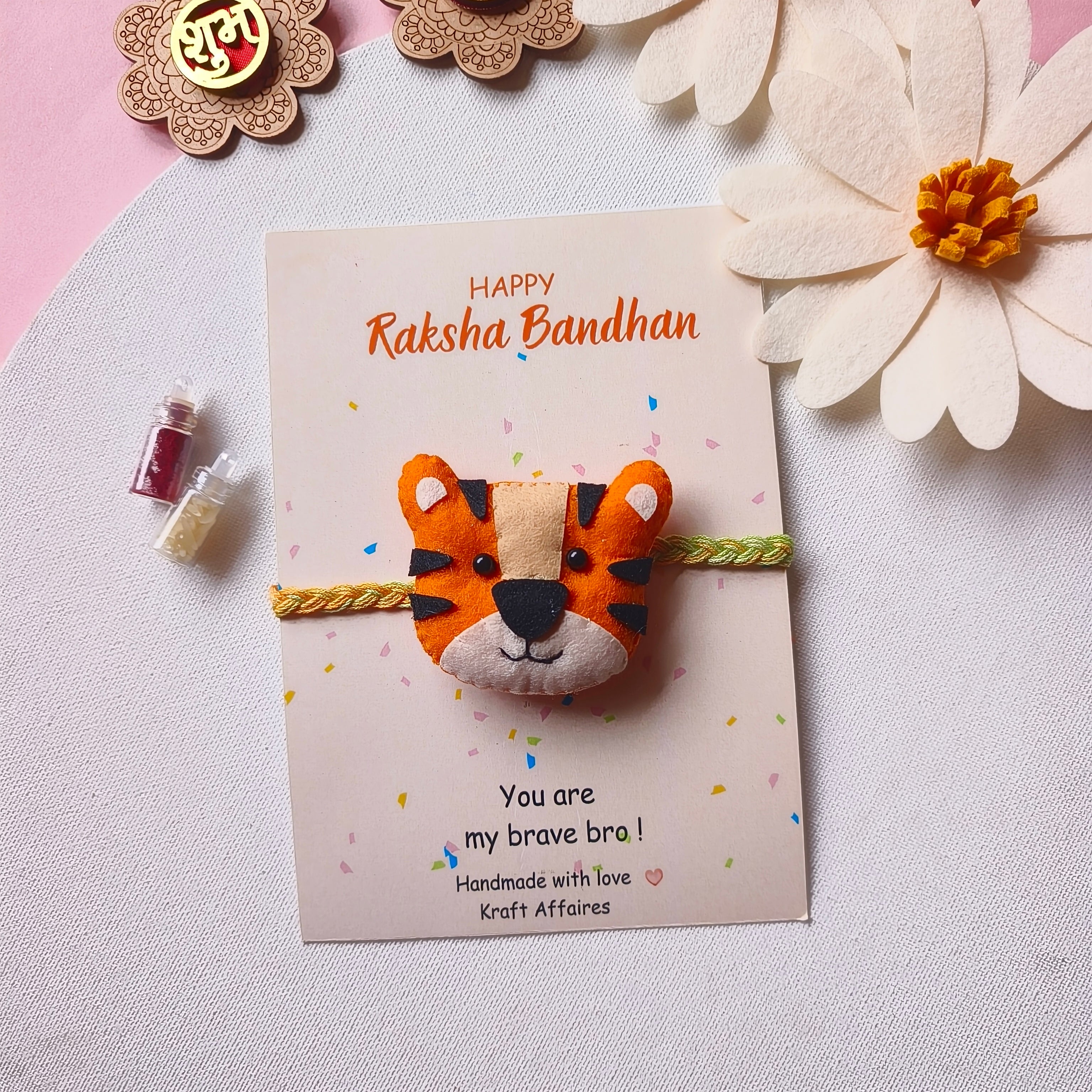 Tiger Felt Rakhi – Handmade Kids Rakhi
