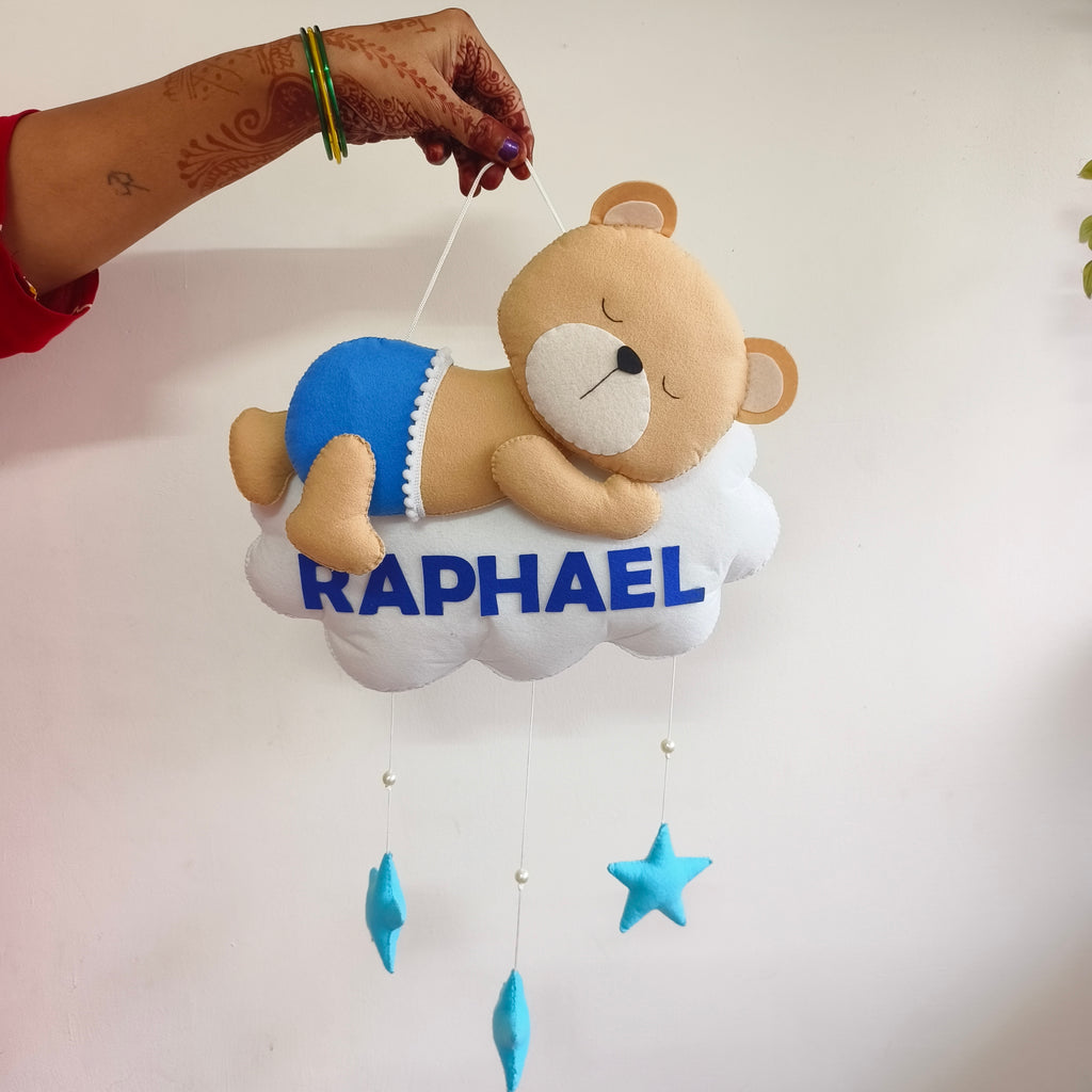 Personalized Teddy on cloud Wall decor