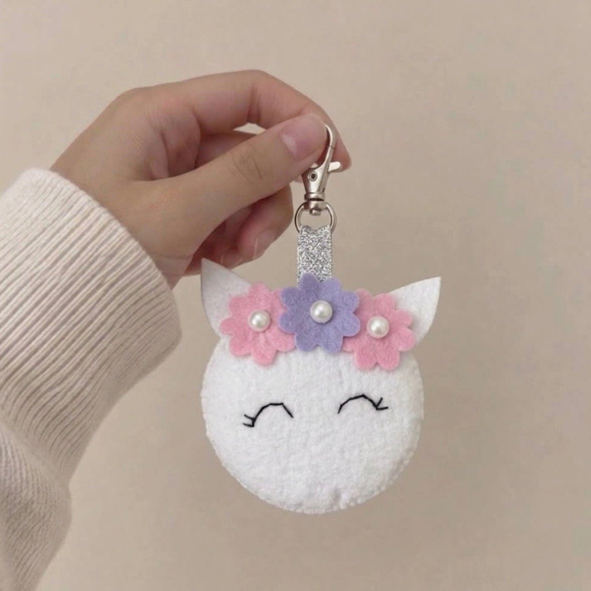 Felt Unicorn Keychain