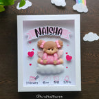 Personalised baby girl angel birth memory frame for newborn baby