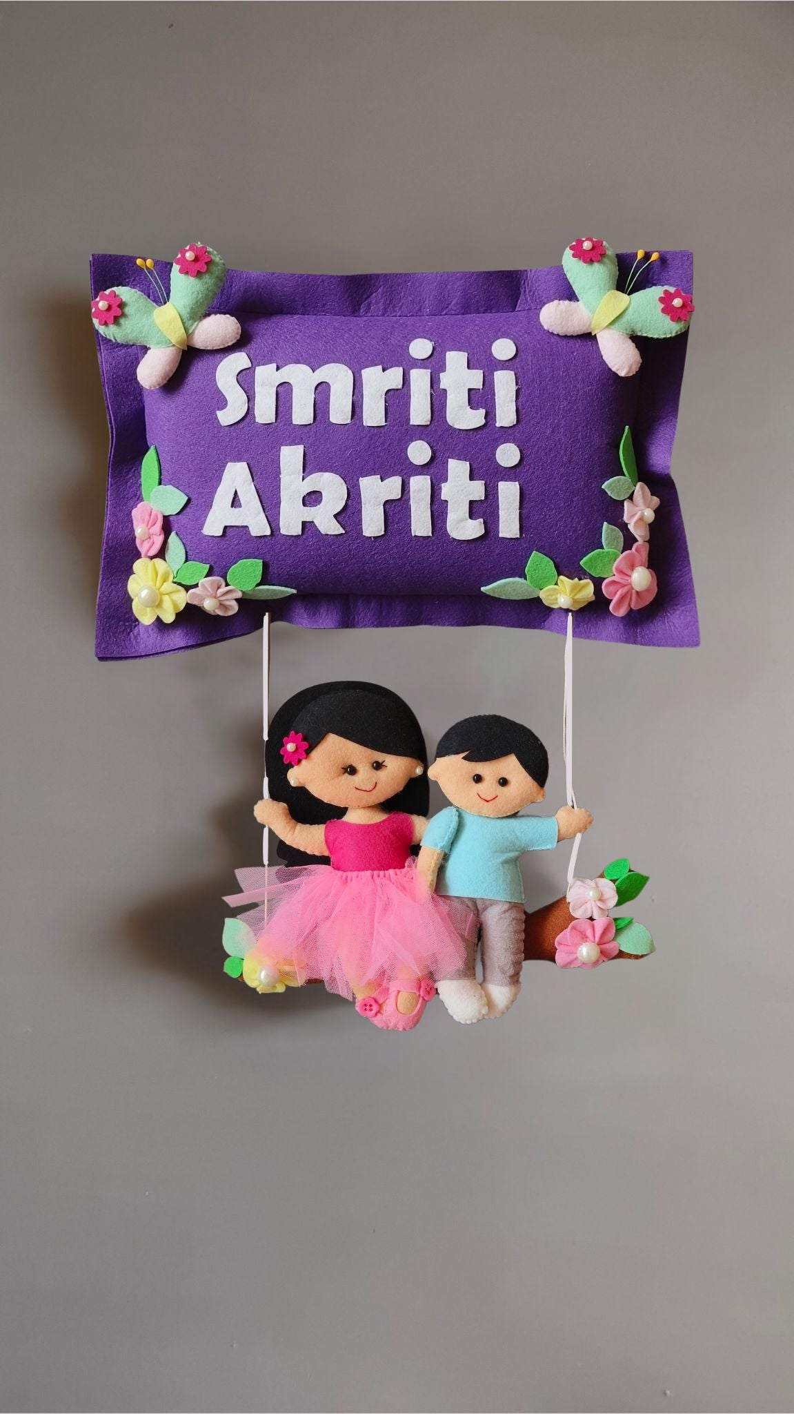 Personalised Siblings on Swing Custom Name Wall Decor