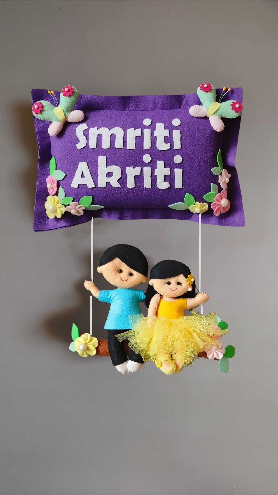Personalised Siblings on Swing Custom Name Wall Decor