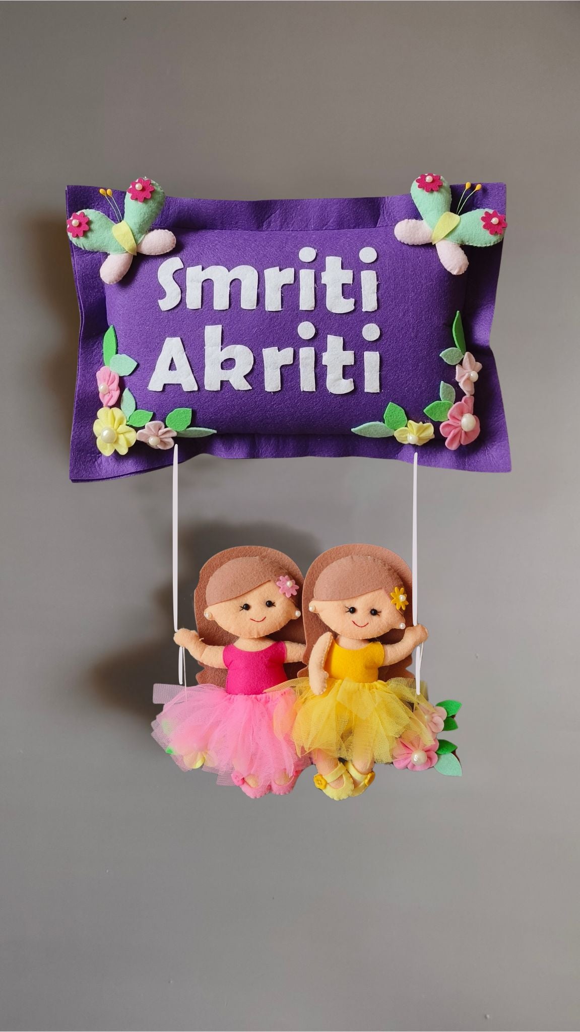 Personalised Siblings on Swing Custom Name Wall Decor