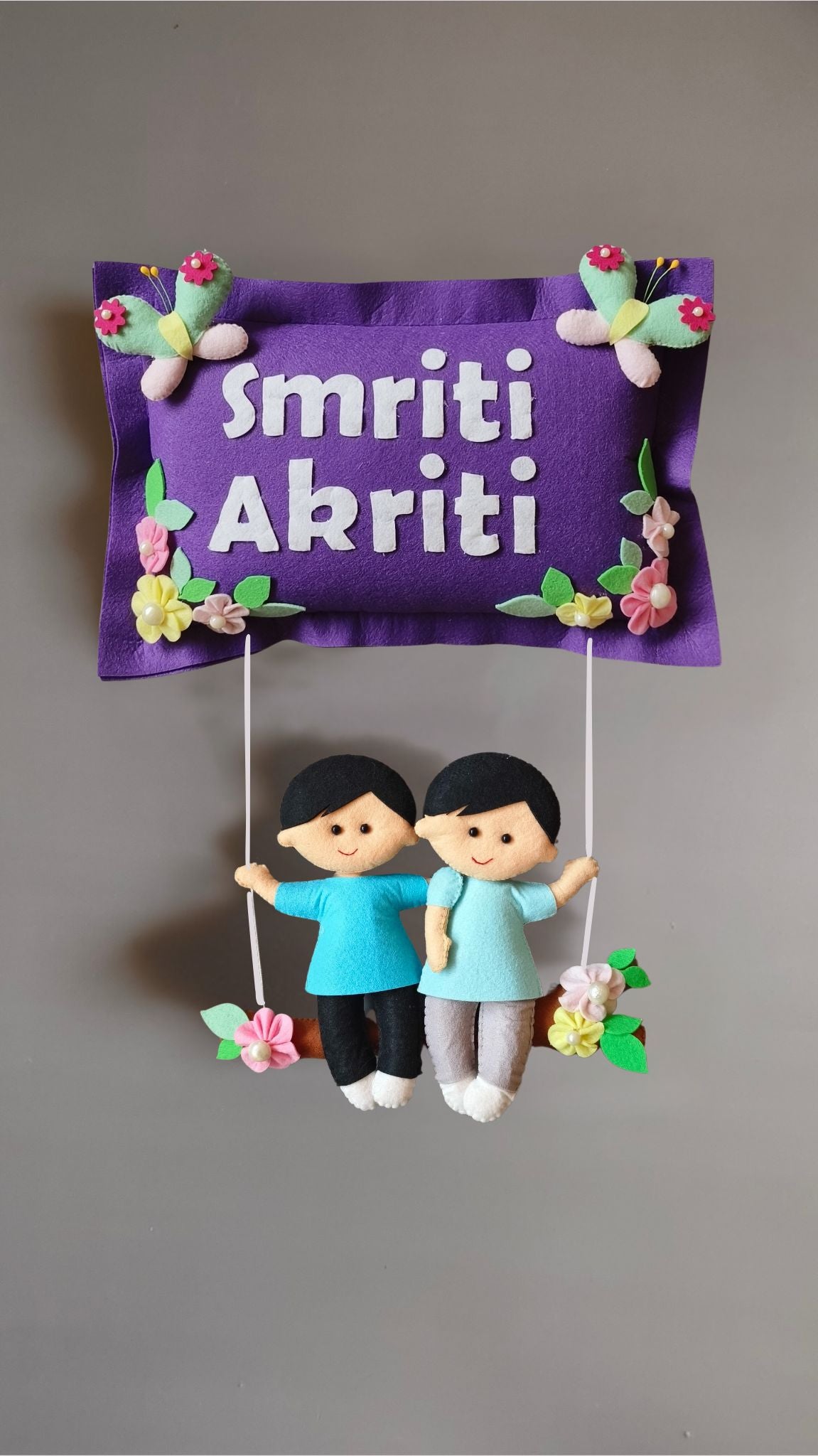 Personalised Siblings on Swing Custom Name Wall Decor